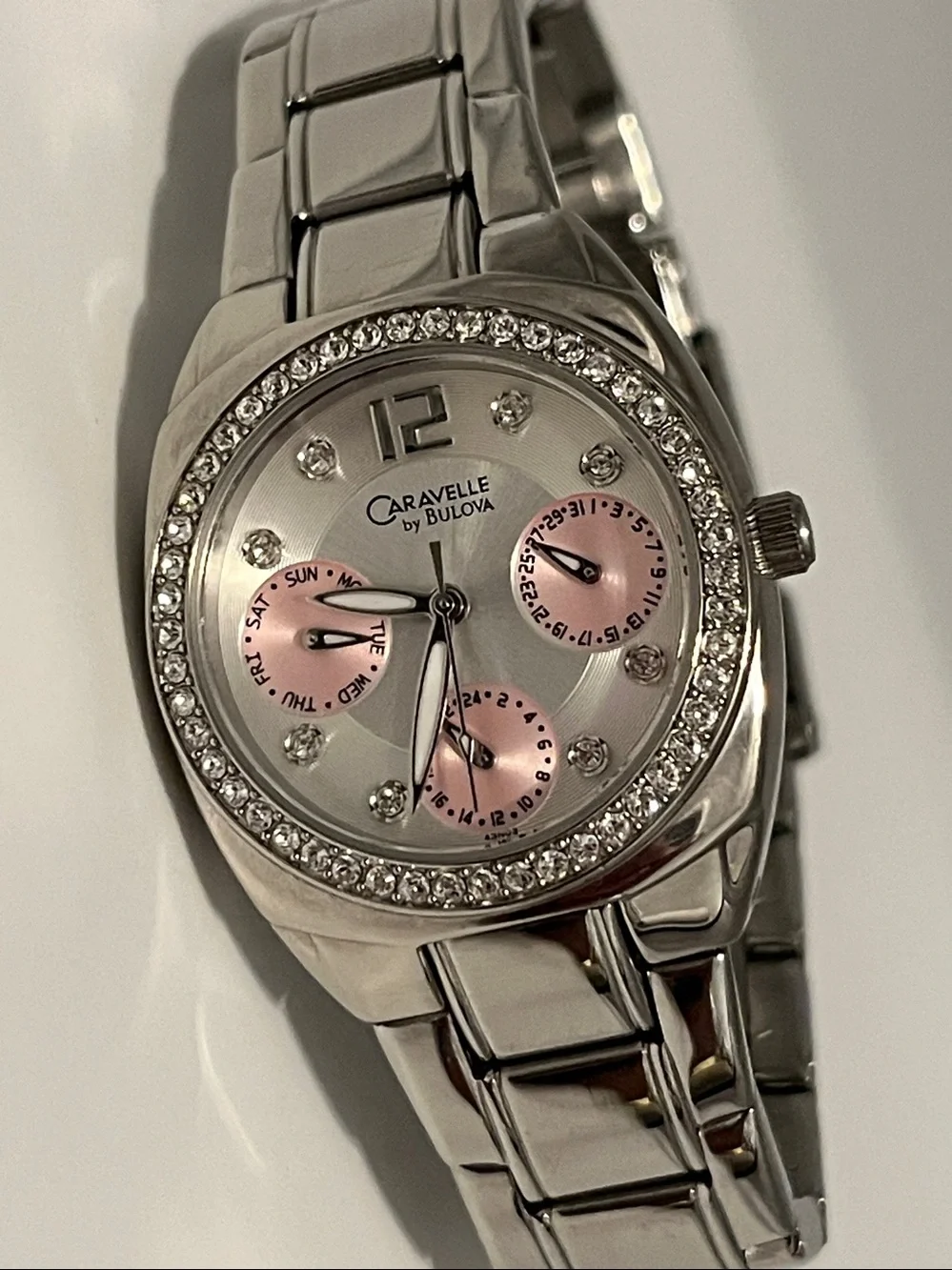 Caravelle by Bulova Crystal-Accent Watch - Silver with Pink Accent